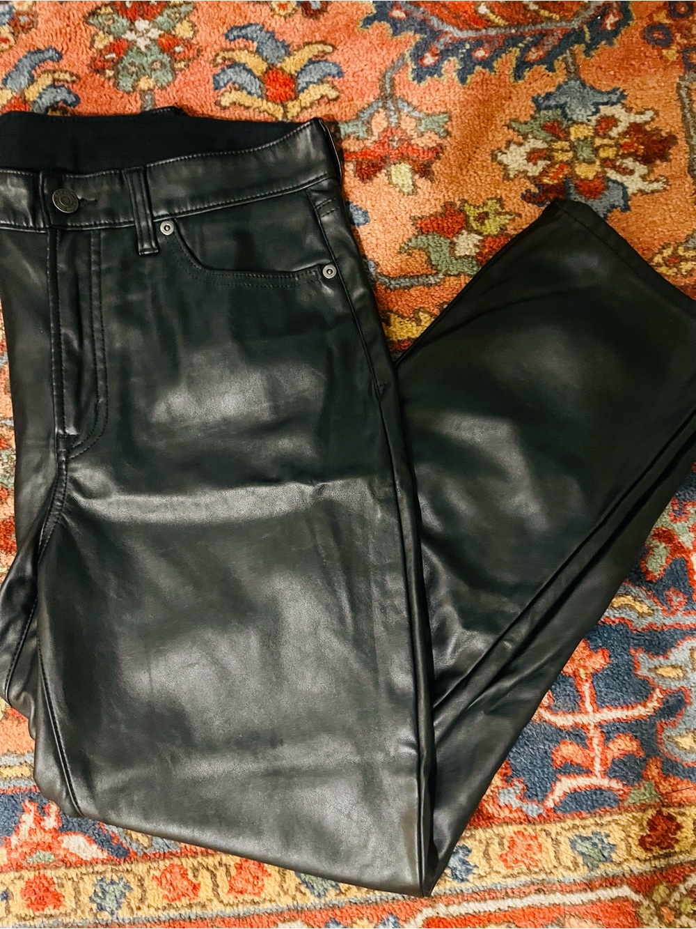 GAP Women's Black Boot Cut Ankle Length Faux Leather Pants